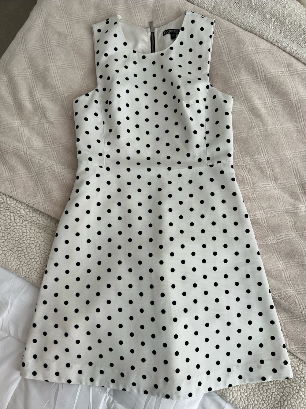 NWOT Express White Polka Dot Sleeveless A-Line Dress Size 0